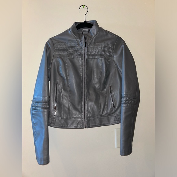 Xsmall grey leather jacket - Picture 2 of 6